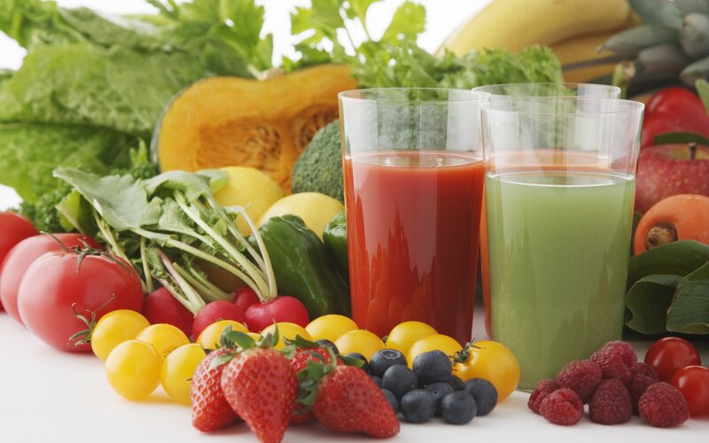 Fruits and Vegetables with Juices