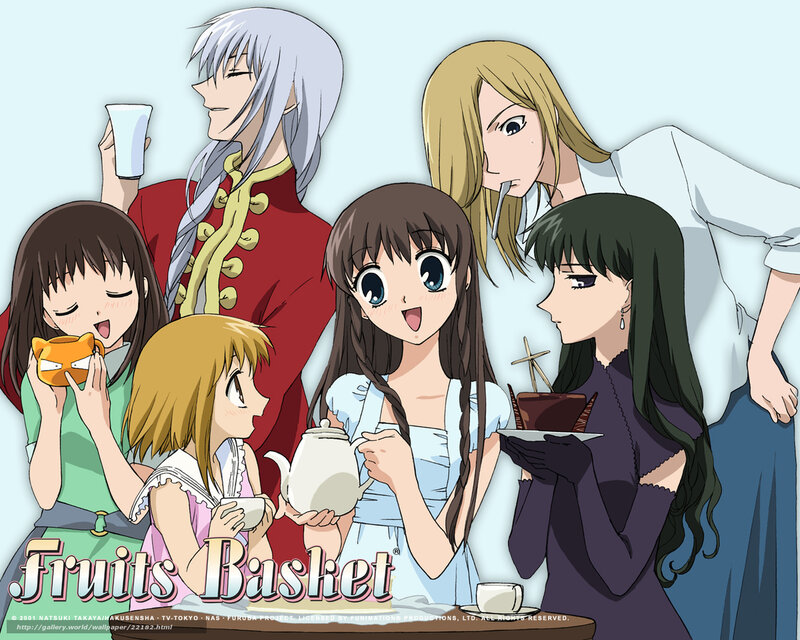 Fruits Basket characters at tea party