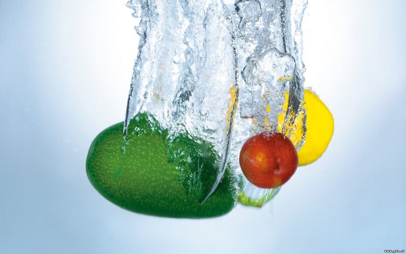Fruits Falling into Water