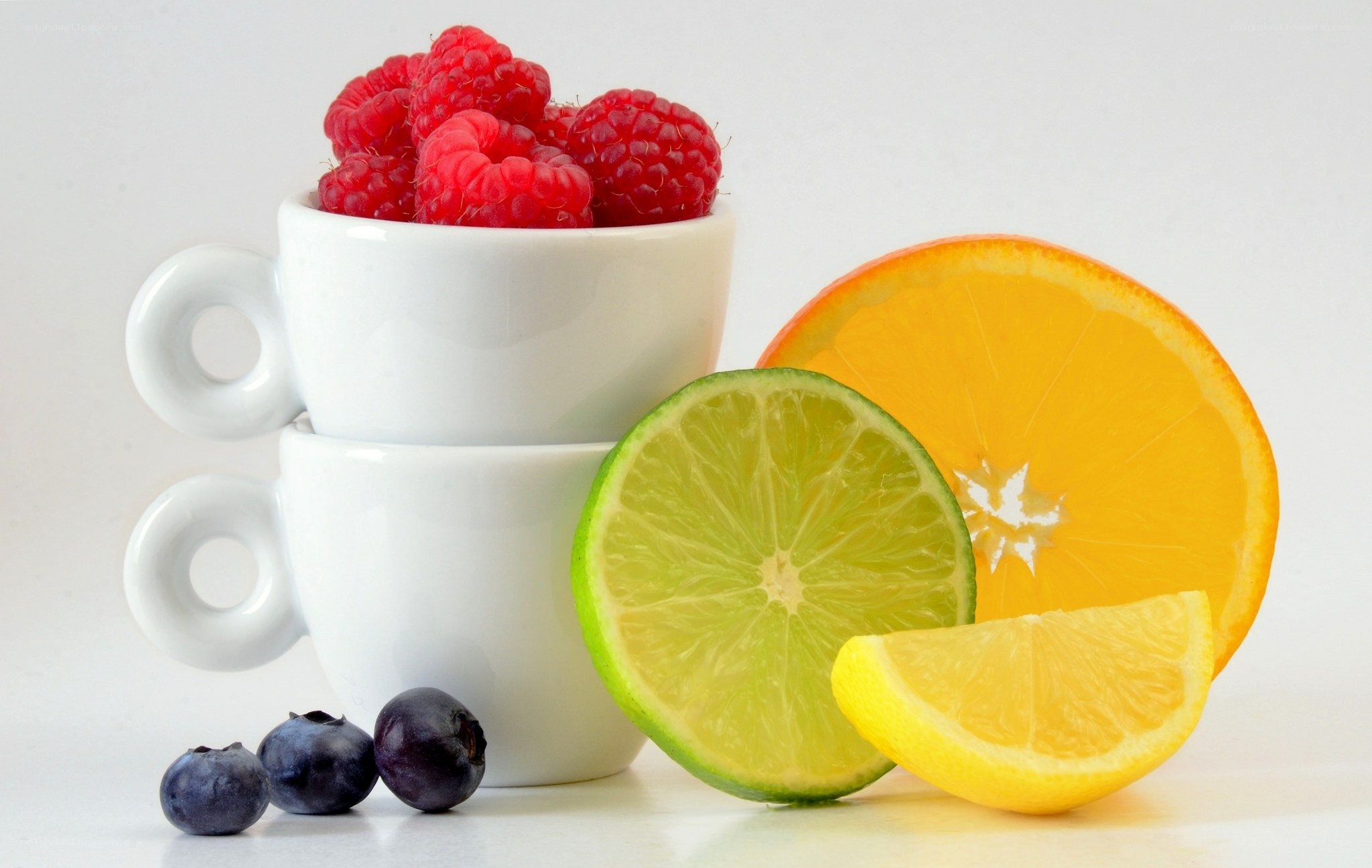 Fruits in cups and slices