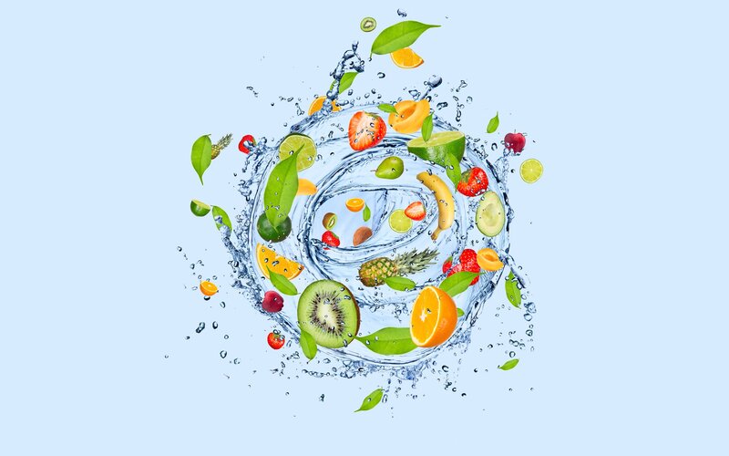 fruits in water splash