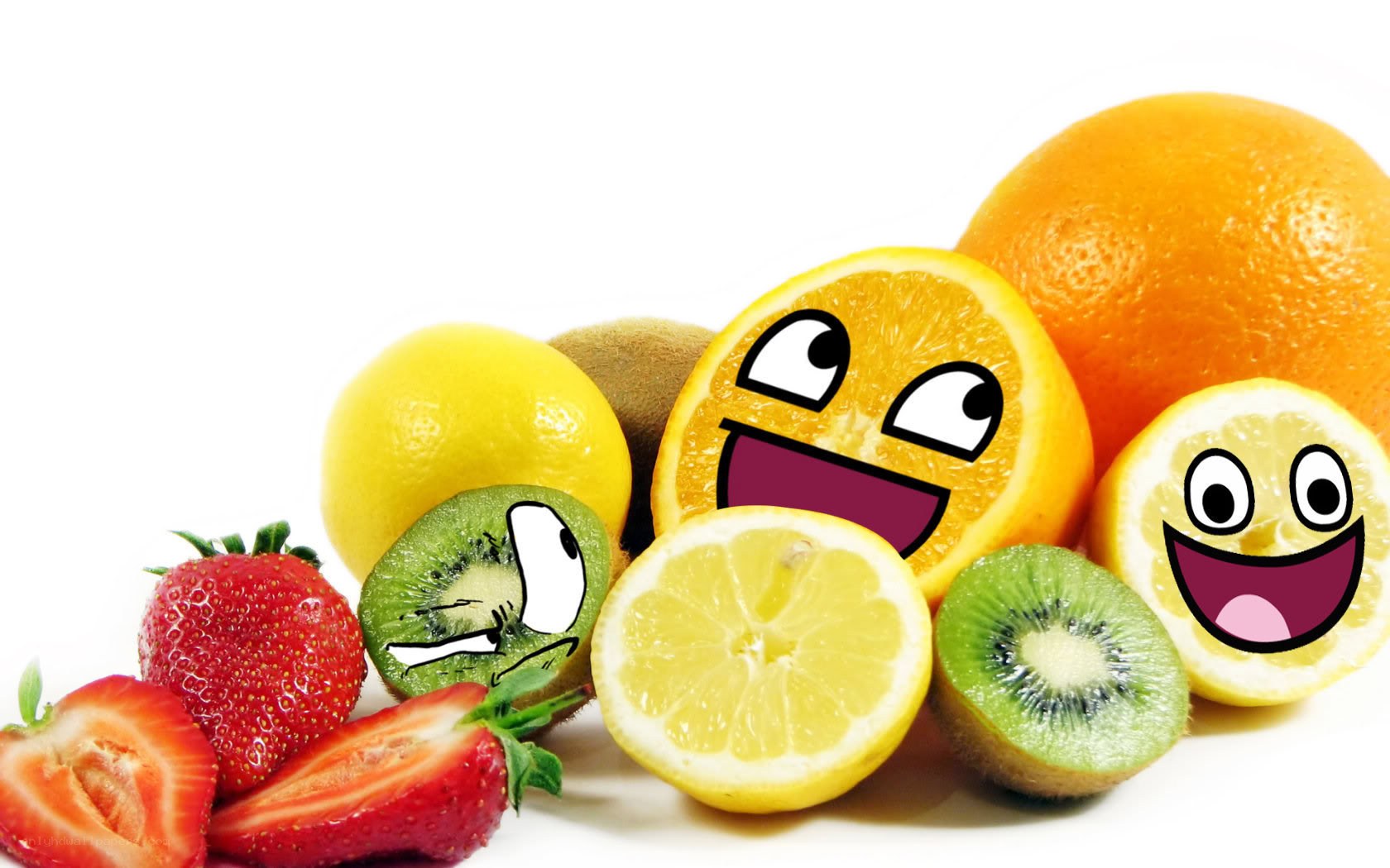 fruits with cartoon faces