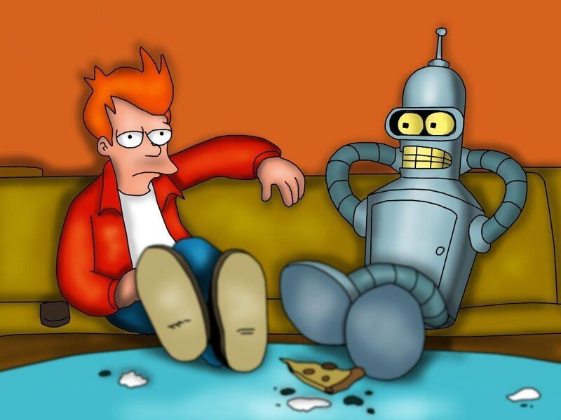 Fry and Bender on Couch — Orange, Relaxed