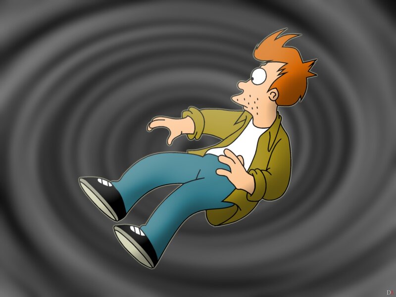 Fry falling into a vortex
