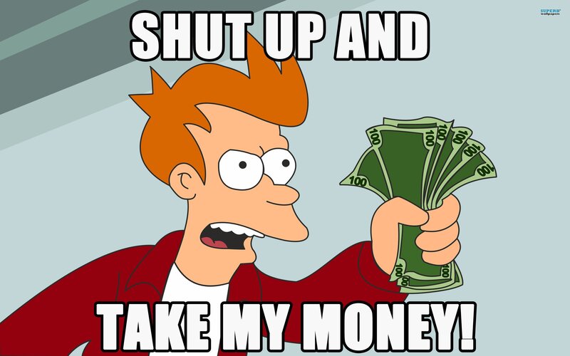 Fry Holding Money — Red, Demanding, Anime