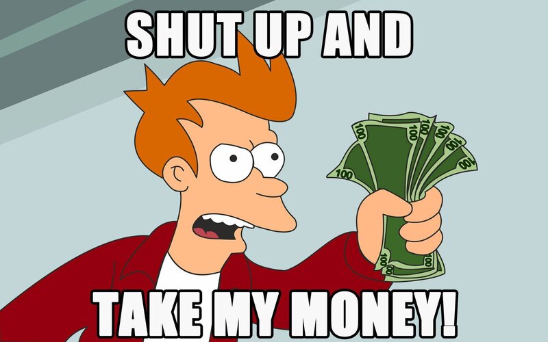 Fry Holding Money — Red, Demanding