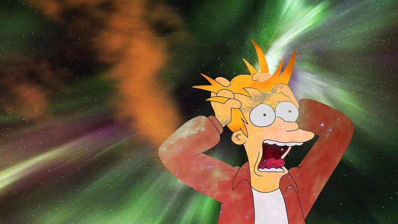 Fry in space with aurora