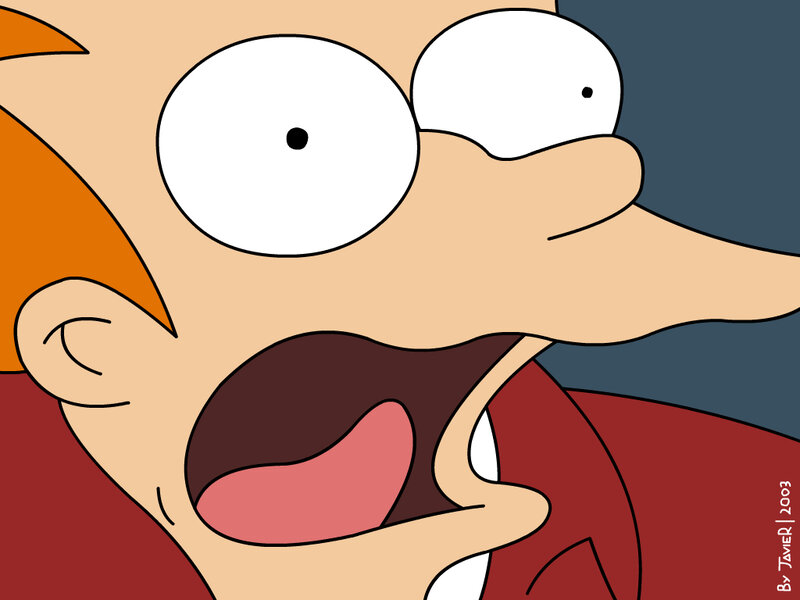 Fry screaming in shock