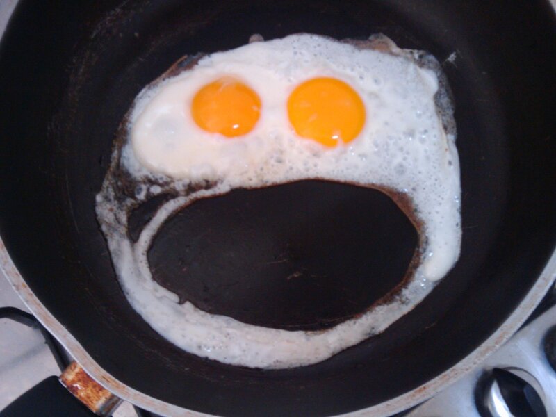 frying egg face
