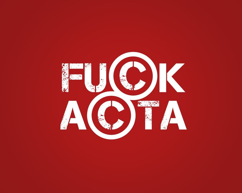 FUCK ACTA text on red background