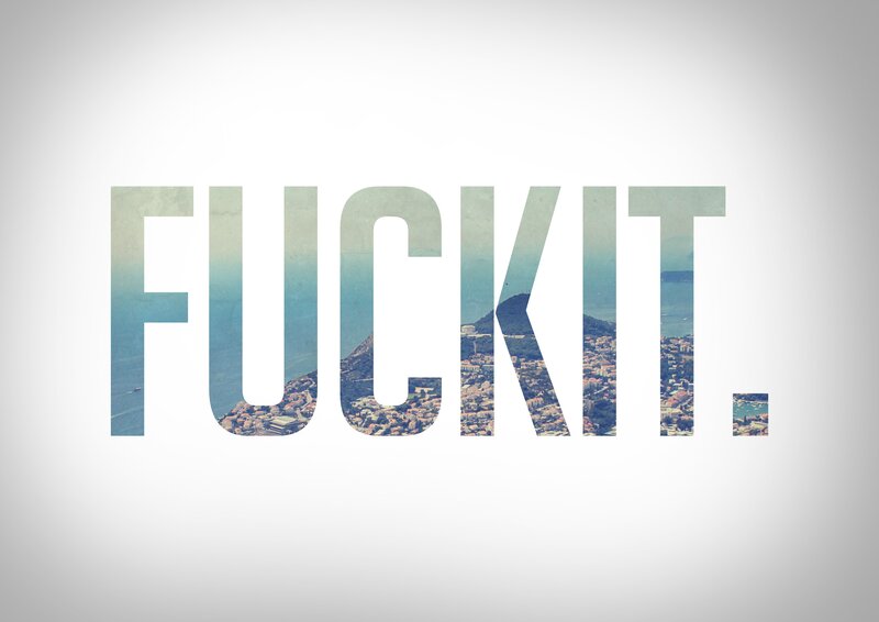 FUCKIT text with cityscape
