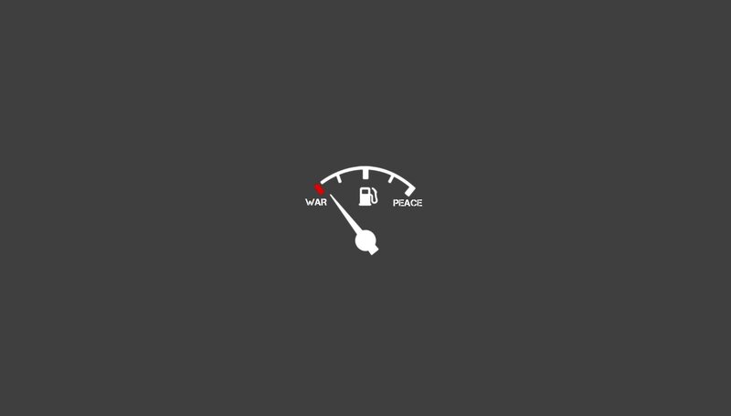 Fuel gauge with war and peace