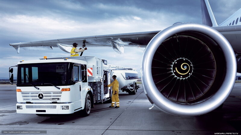 Fueling an airplane on the tarmac