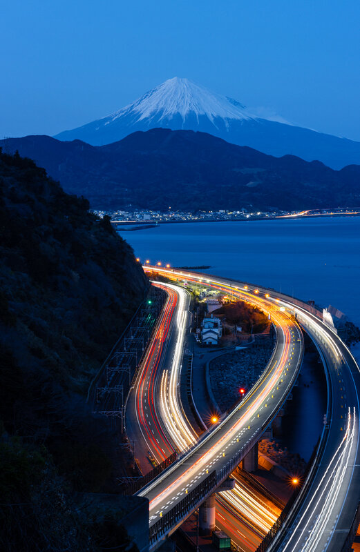 Fuji Mountain at Dusk — Blue
