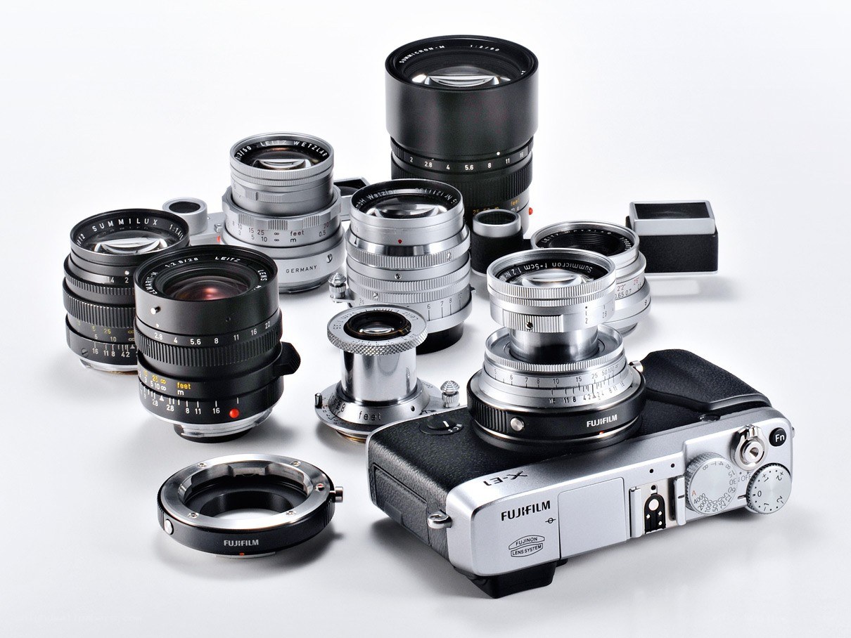 Fujifilm X-E1 camera with lenses