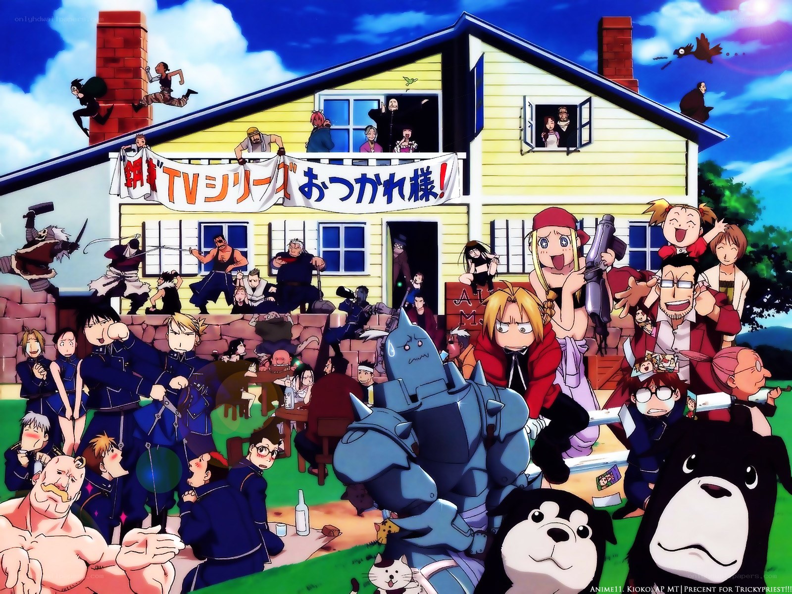 Full cast gathering at house
