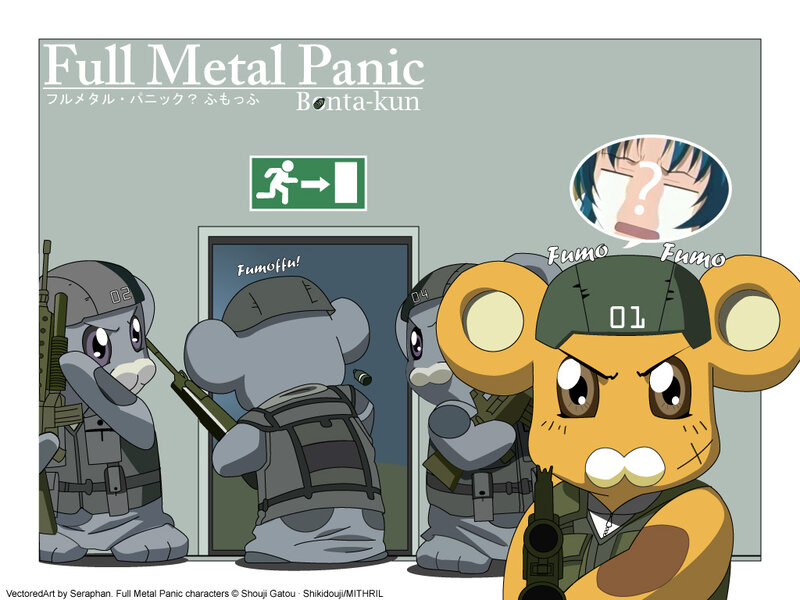 Full Metal Panic characters in military gear