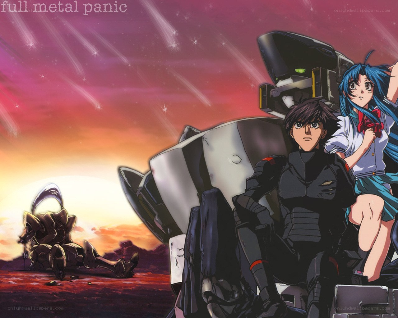 Full Metal Panic characters on battlefield