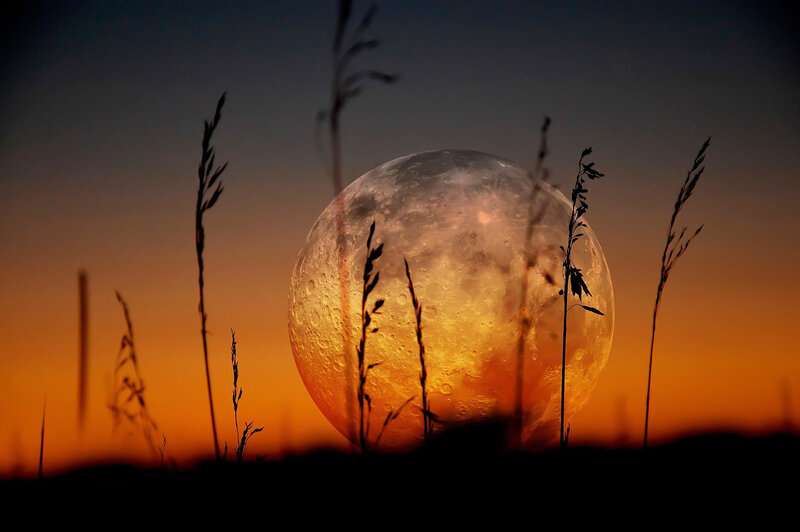 Full Moon at Sunset — Orange