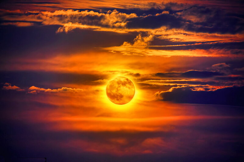 Full Moon at Sunset