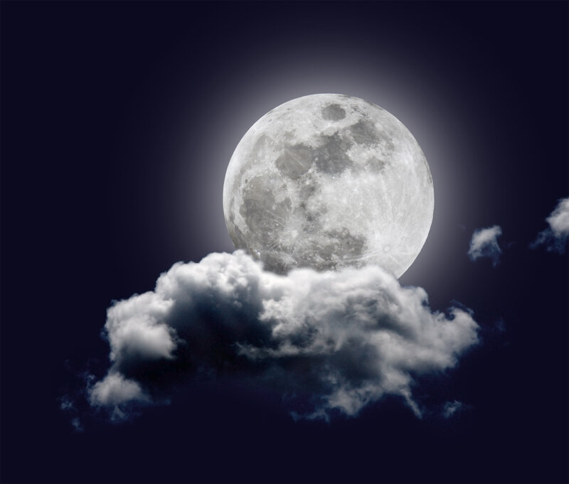 Full Moon Behind Cloud