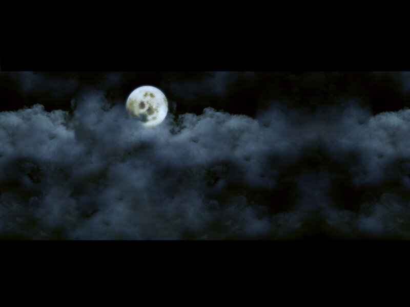 Full Moon Behind Clouds — Black, Dramatic, Night, Digital Art