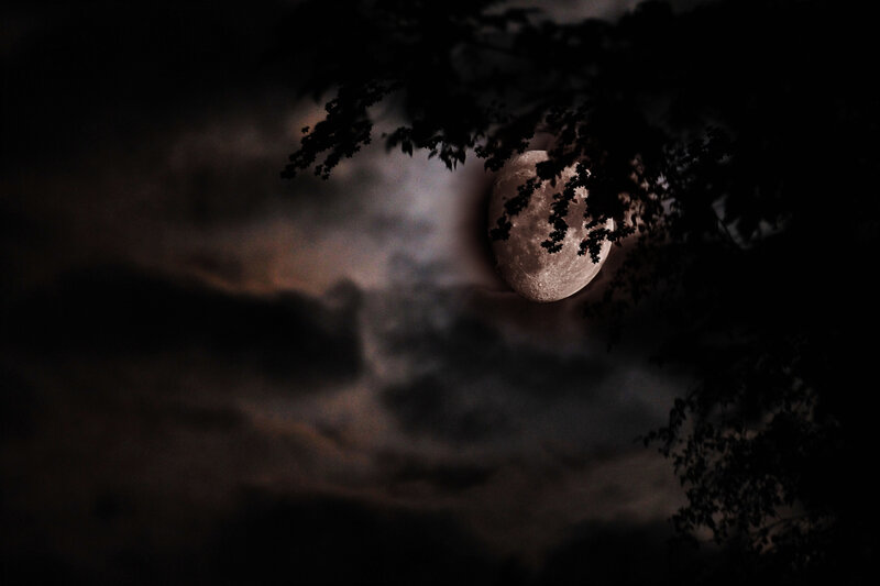 Full Moon Behind Clouds — Black