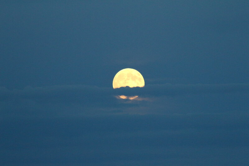 Full Moon Behind Clouds — Blue, Serene, Night