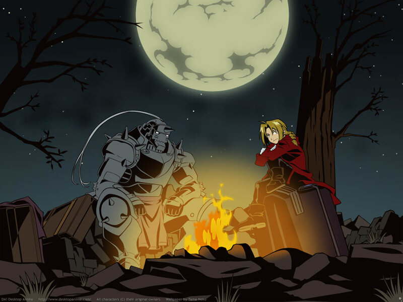 Full moon campfire scene