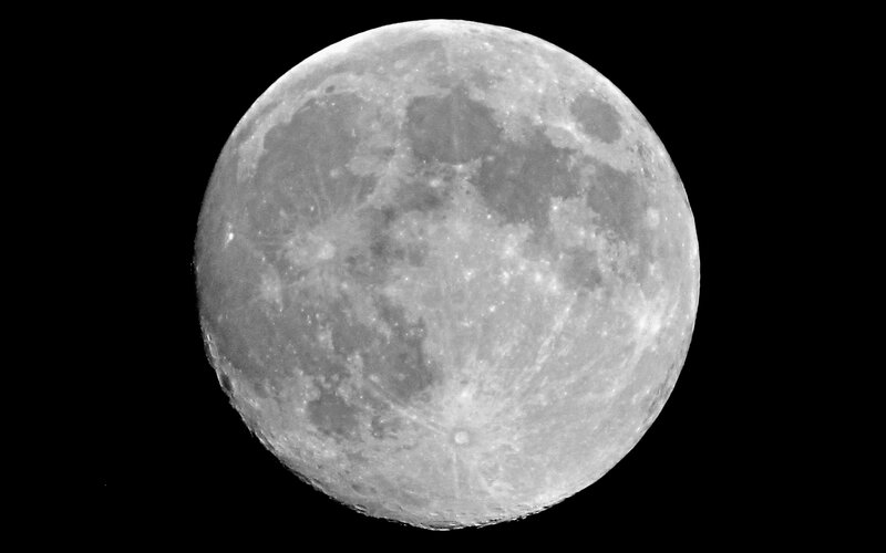 Full moon in black and white