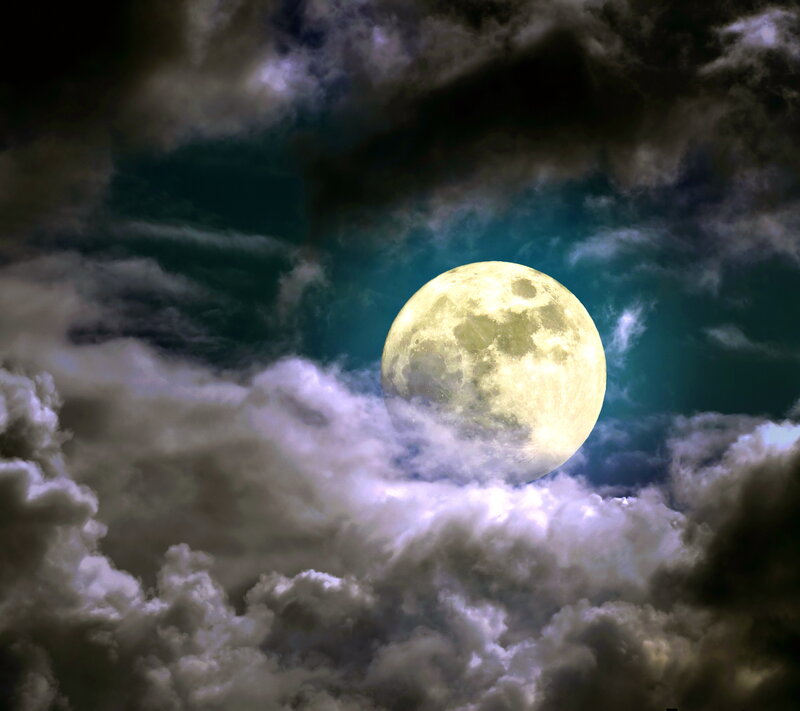 Full Moon in Clouds — Yellow
