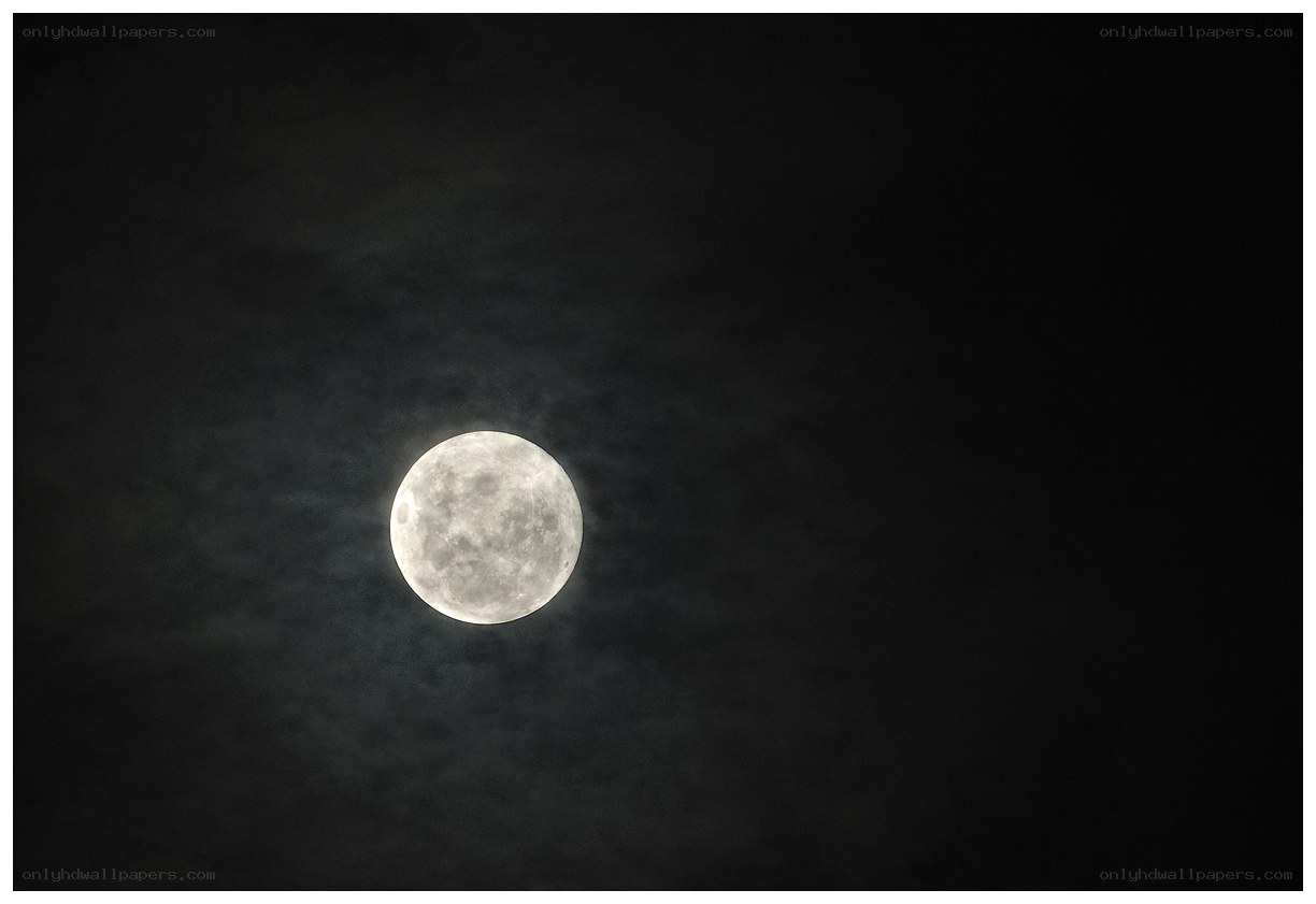 Full moon in cloudy sky