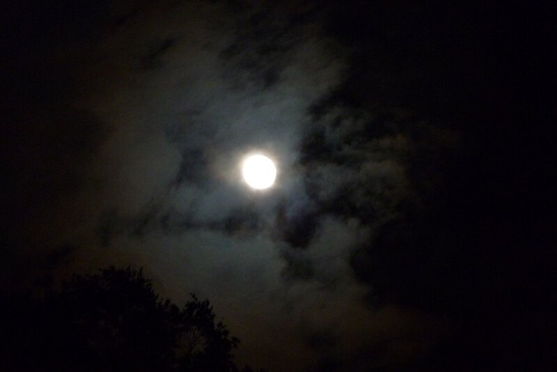 Full Moon in Cloudy Sky — Black, Dark
