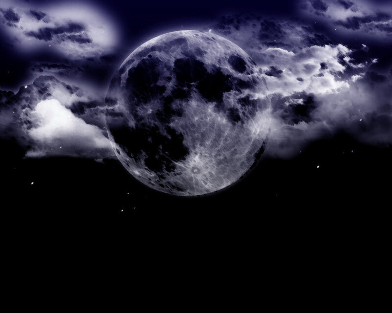 Full Moon in Cloudy Sky — Black