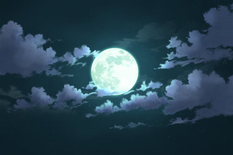 Full Moon in Cloudy Sky — Dark Blue