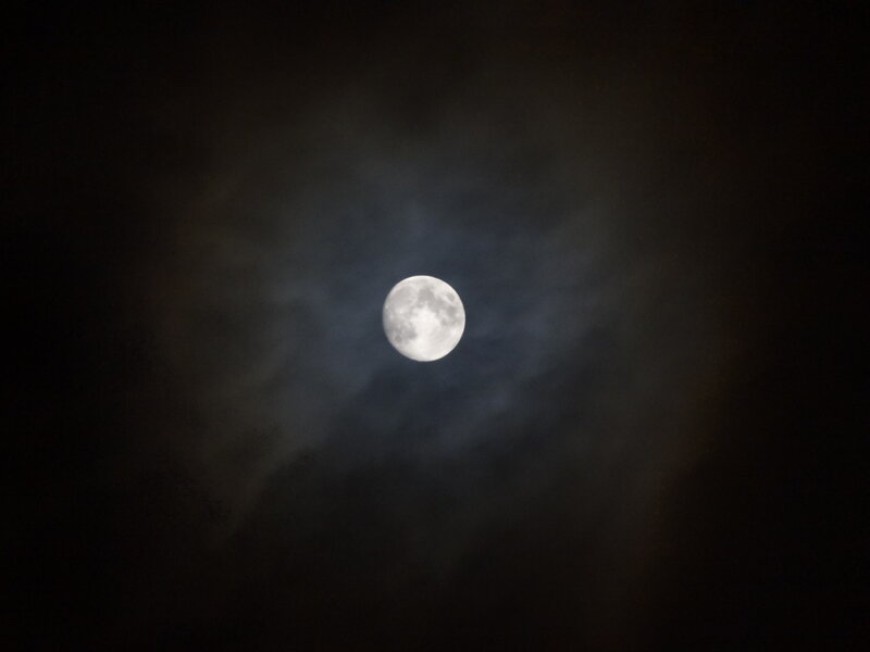 Full Moon in Cloudy Sky — Gray, Serene