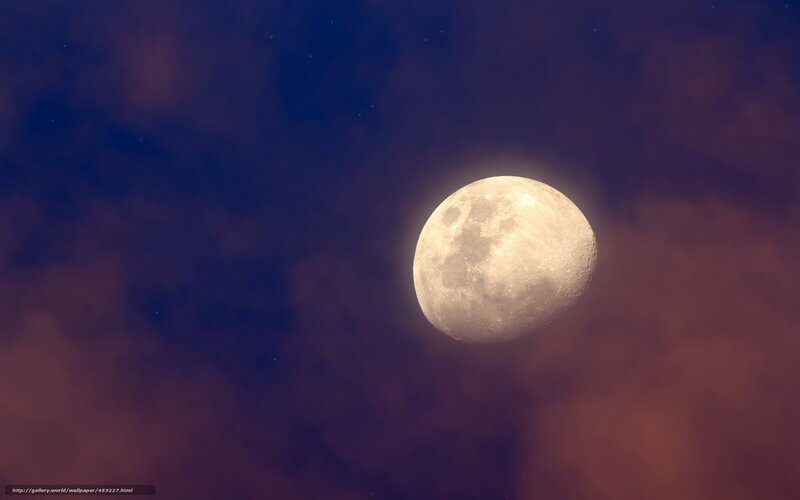 Full Moon in Cloudy Sky — Purple, Serene