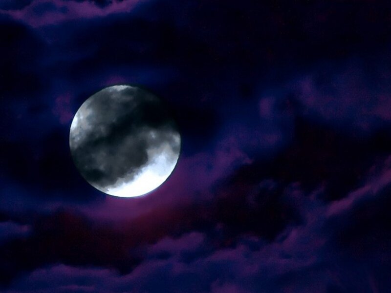 Full Moon in Cloudy Sky — Purple
