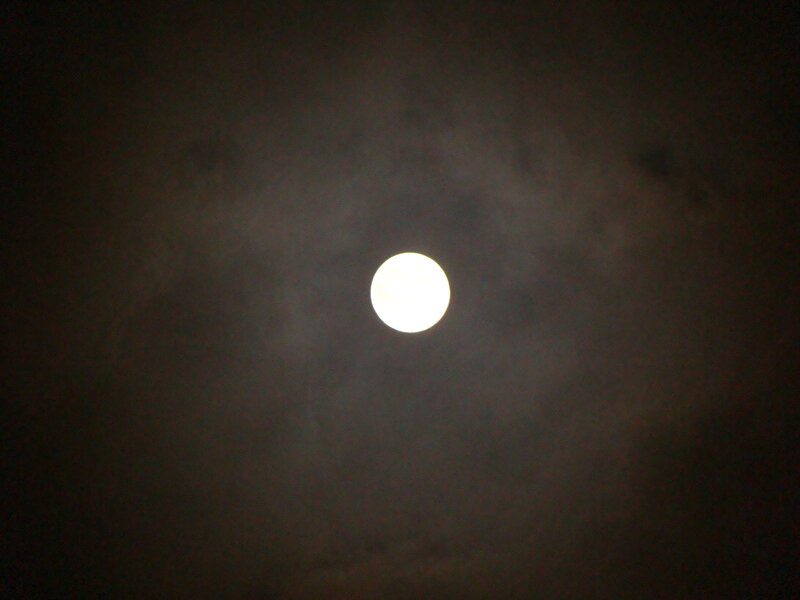 Full Moon in Cloudy Sky — White, Serene, Night