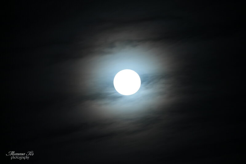 Full Moon in Cloudy Sky — White, Serene