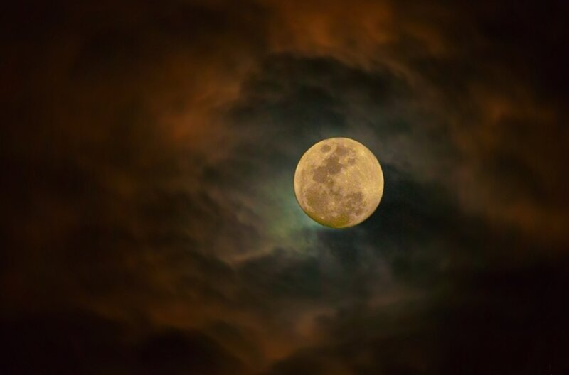 Full Moon in Cloudy Sky — Yellow