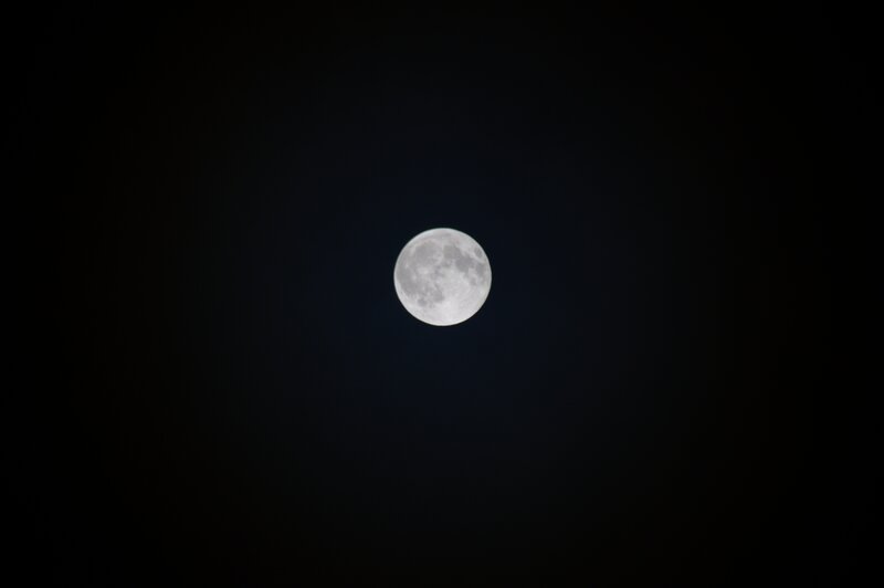 Full moon in dark sky