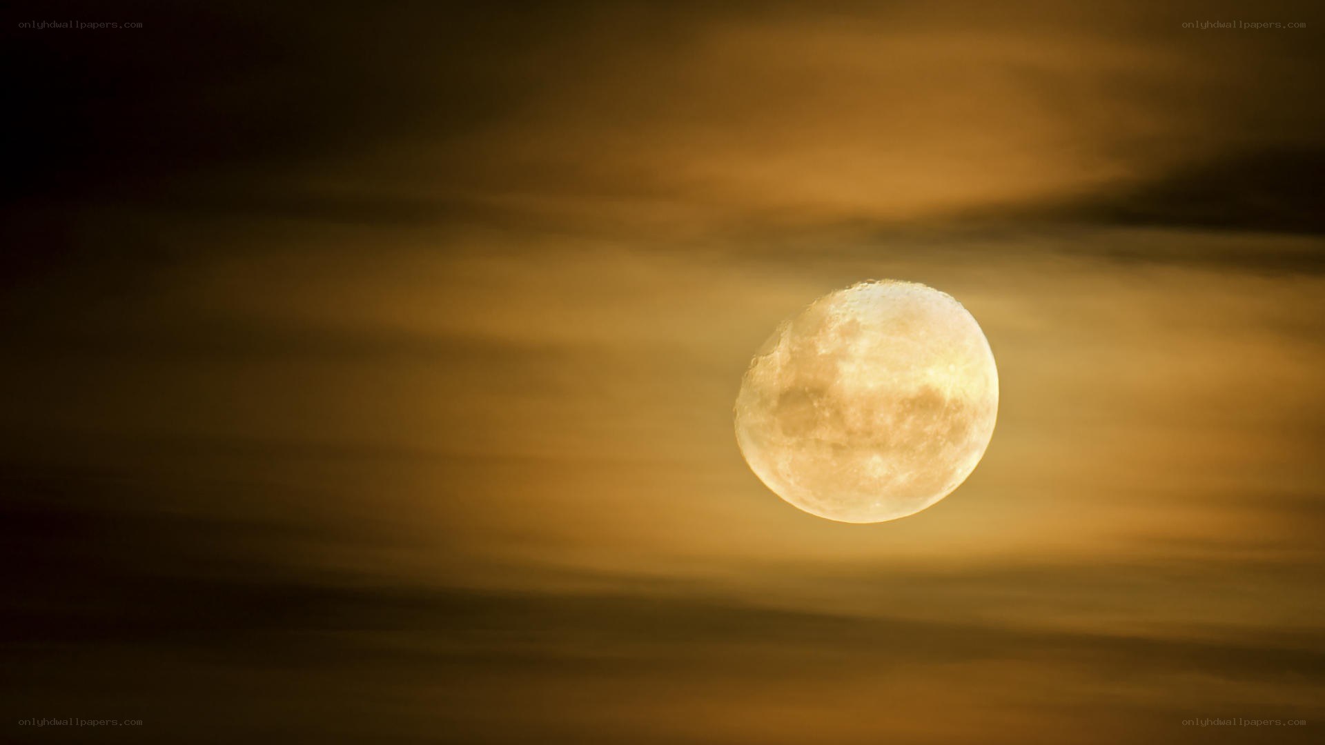 Full moon in golden sky