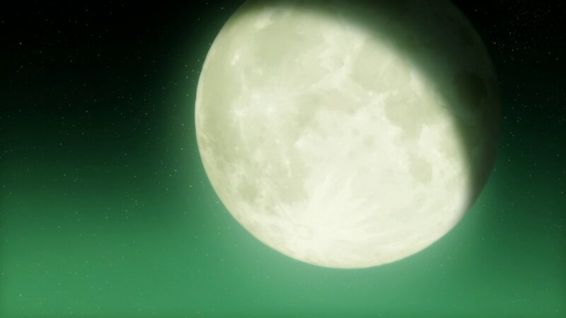 Full moon in green sky