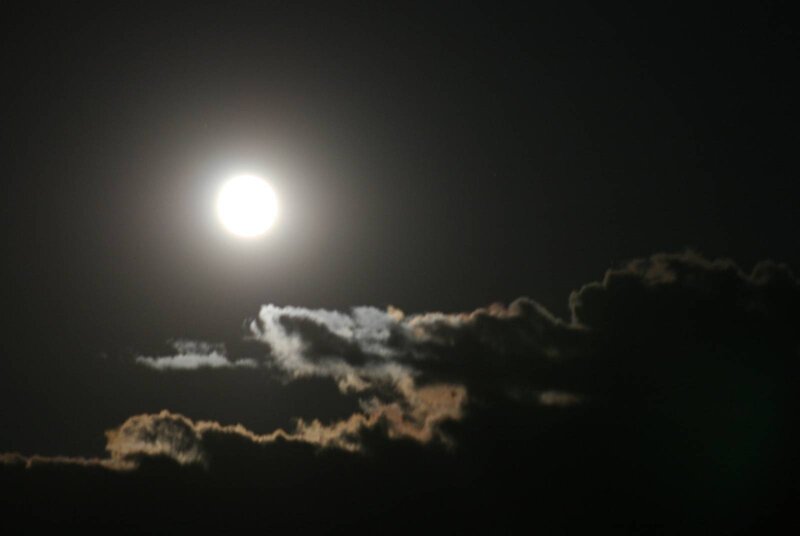 Full Moon in Night Sky — Black, Dramatic