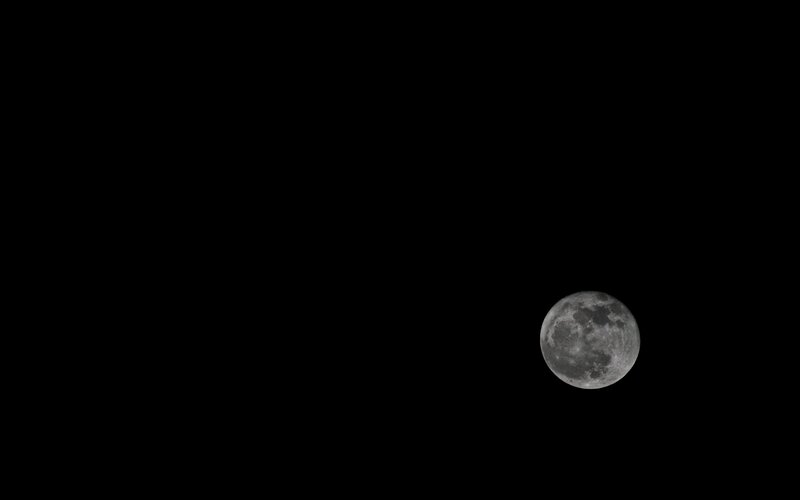 Full Moon in Night Sky — Black, Serene, Photograph, Night Sky