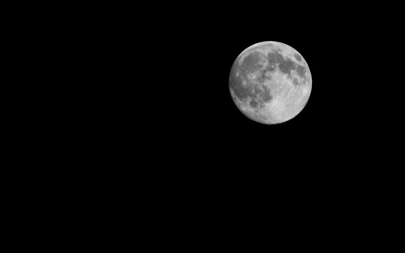 Full Moon in Night Sky — Black