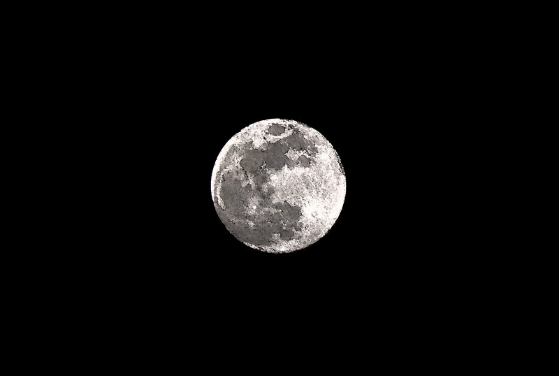 Full Moon in Night Sky — Photograph, White