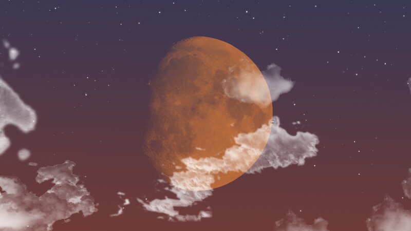Full Moon in Night Sky — Purple, Serene