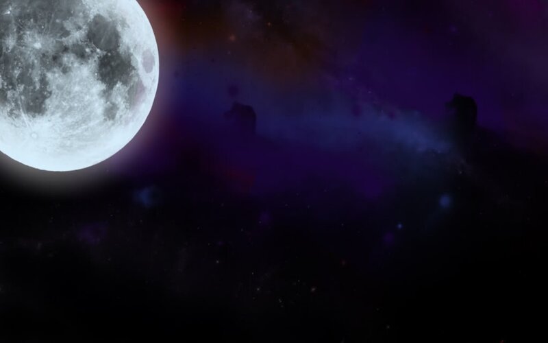 Full Moon in Night Sky — Purple